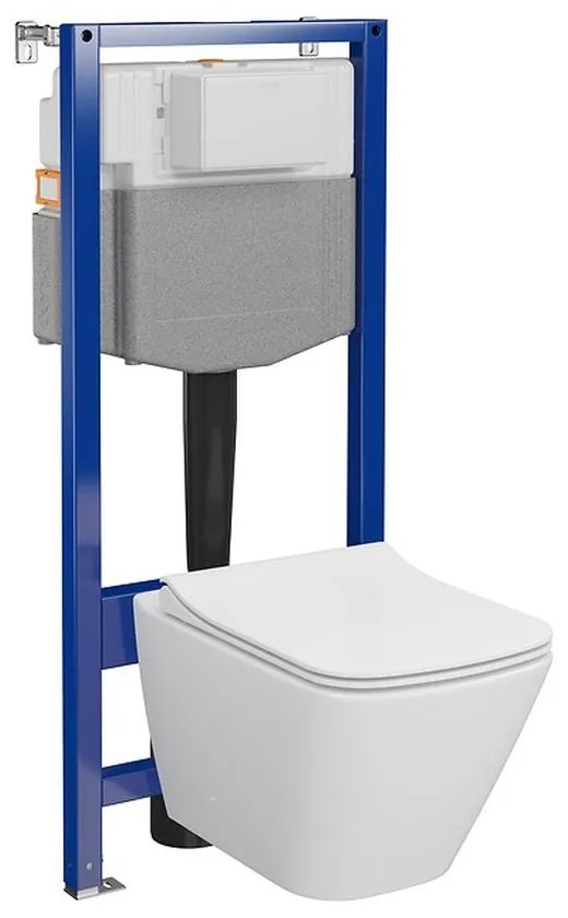 Set vas wc suspendat City Square CleanOn cu capac soft close si rezervor incastrat C16 Aqua 50