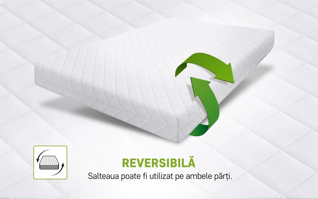 Saltea SuperOrtopedica Green Future KONFORTA Max Plus 25 cm, 160x200x25cm, Spuma poliuretanica elastica, Husa matlasata, hipoalergenica, Reversibila, Medie Ferma