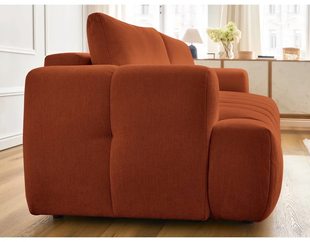 Canapea cărămizie extensibilă/cu spațiu de depozitare 251 cm Fuji – Bobochic Paris