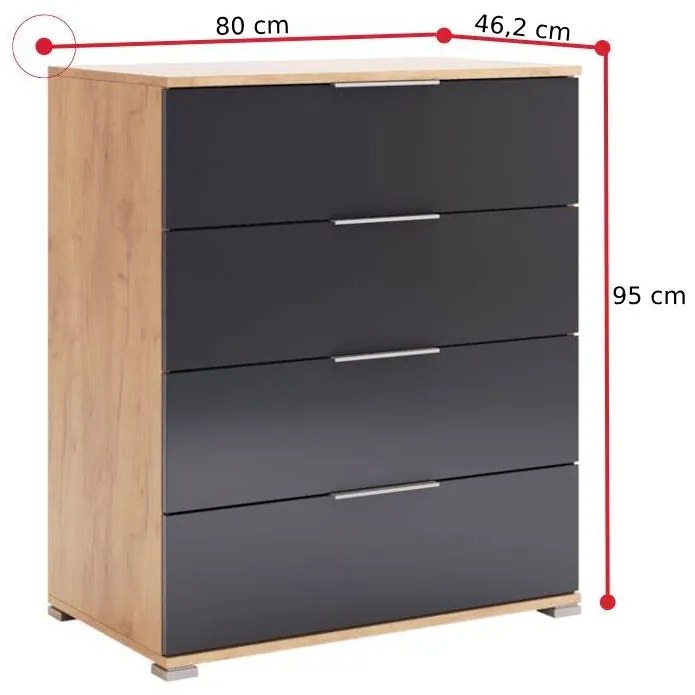 Supermobel Comoda DOTA DUO, 80x95x46,2, stejar Kraft/matte lava