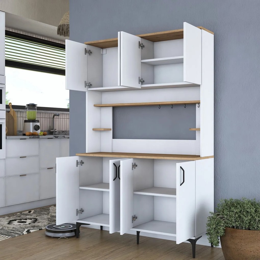 Dulap multifunctional, Hanah Home, JE176, 120x184.2x40 cm, Nuc/Alb