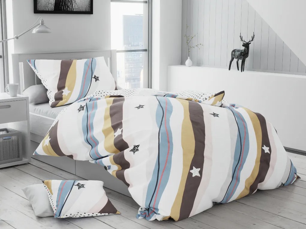 Lenjerie de pat din bumbac alb RUDAS + husa de perna 40 x 50 cm gratuit