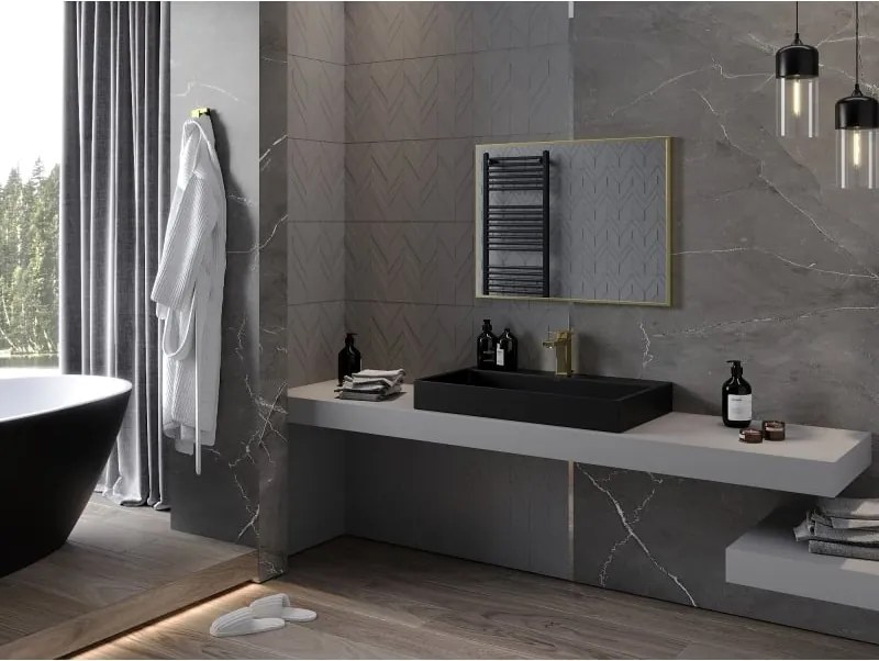 Mexen Loft oglindă de baie dreptunghiulară 80 x 60 cm, cadru auriu - 9852-080-060-000-50