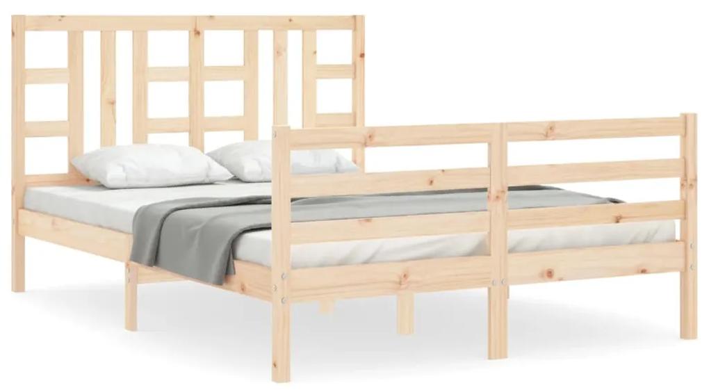 3193901 vidaXL Cadru de pat cu tăblie, 140x190 cm, lemn masiv