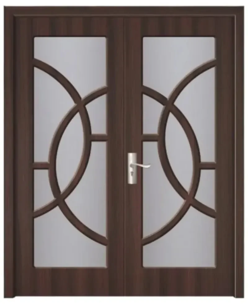 Usa Dubla de Interior din MDF Novo Doors ND220, Geam Sablat, Cadru din Lemn Masiv, KIT COMPLET, Toc , Manere si balamale incluse (Culoare: Wenge,