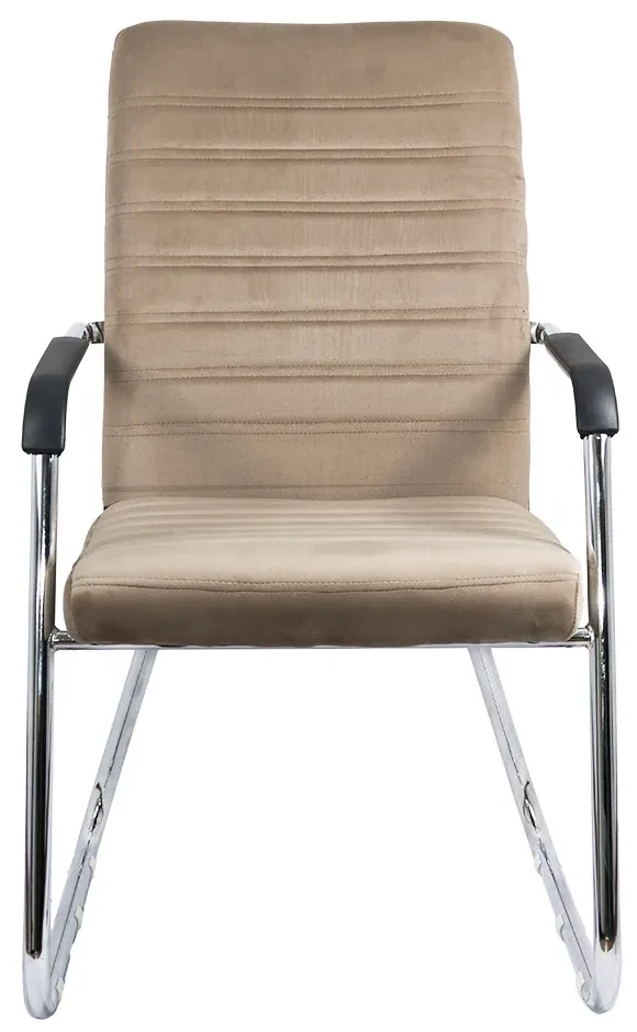 Scaun vizitator bej OFF 833V din catifea cu cadru metalic cromat