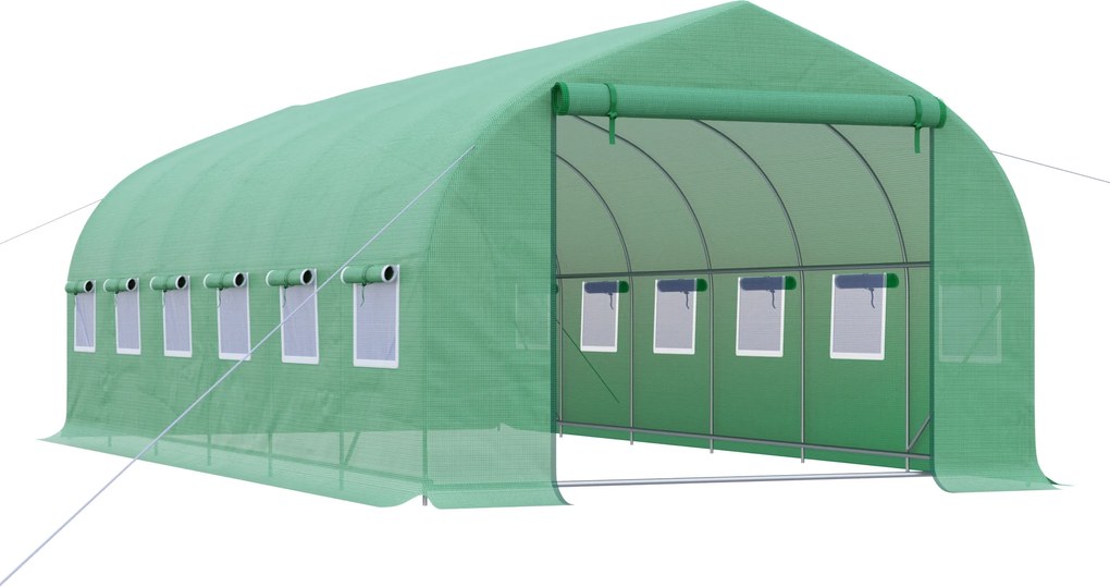 Outsunny Seră de exterior - Seră tip tunel 6x3x2 m, seră mare de grădină cu 12 ferestre și ușă rulabilă cu fermoar, cadru din metal pentru cultivarea plantelor, verde | Aosom Romania