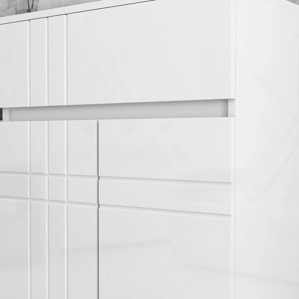 kleankin Mobilier de depozitare pentru baie pe picioare dulap 2 uși 1 sertar, raft reglabil, alb lacuit | Aosom Romania
