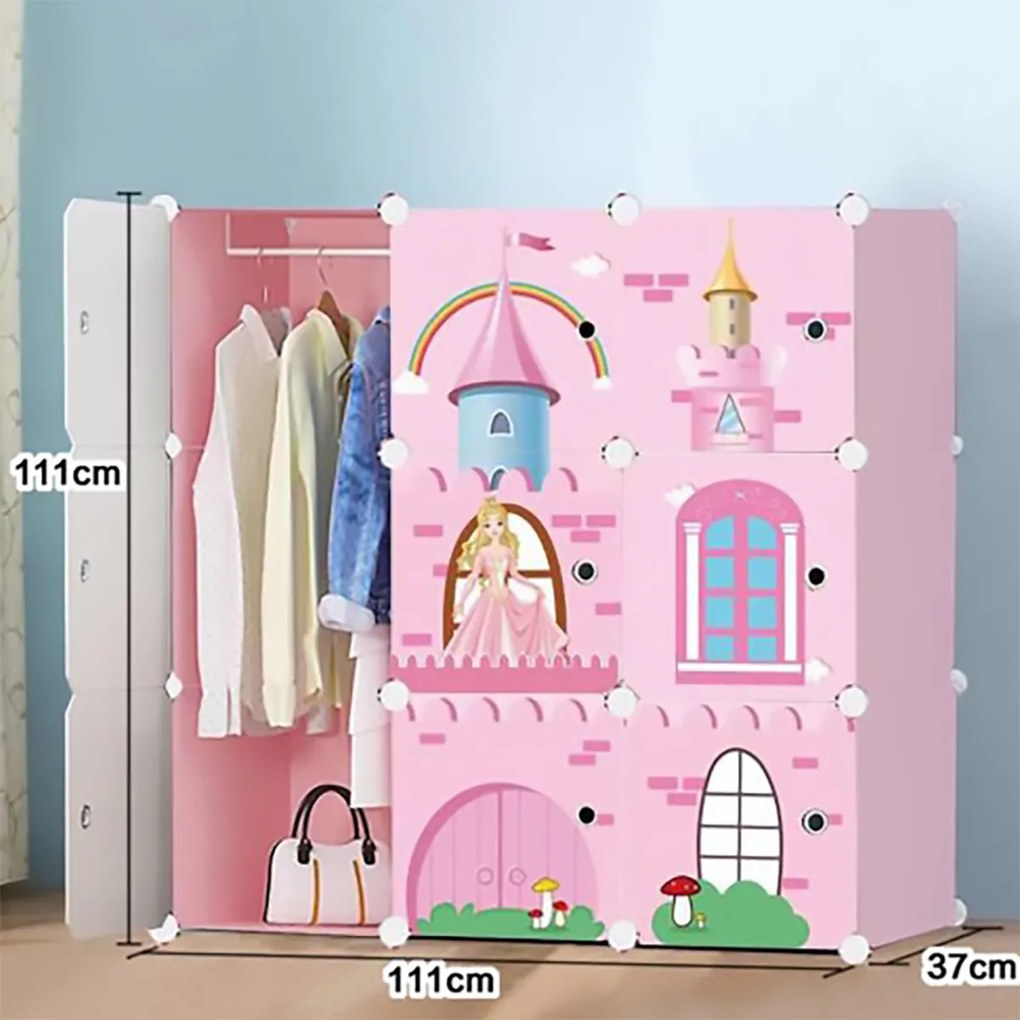 Dulap modular din plastic cu schelet metalic, D2669P, Castle Style Multicolor, 111x111x37 cm