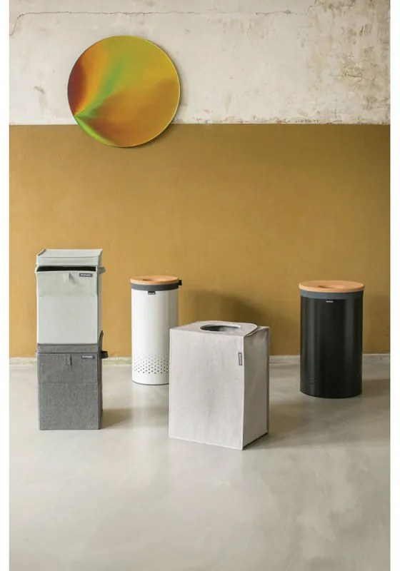 Cos de rufe Brabantia 90300239, 35 L, Capac din pluta, Umplere fara deschidere, Gauri ventilatie, Alb