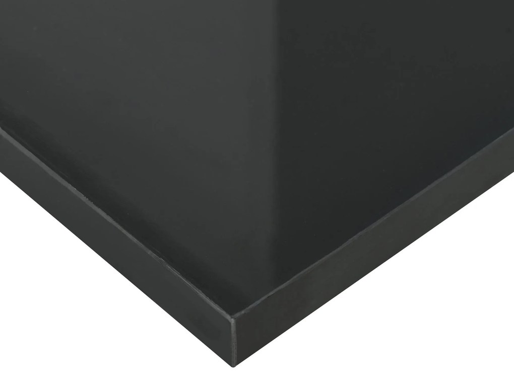 Măsuță de cafea modernă din sticlă lucioasă cu bandă LED reglabilă și roți pivotante, 80×80×40 cm, Alb+Negru