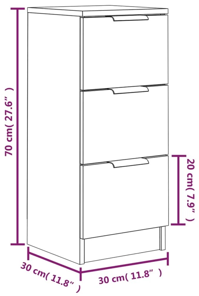 Servante, 2 buc., stejar sonoma, 30x30x70 cm, lemn prelucrat 2, Stejar sonoma