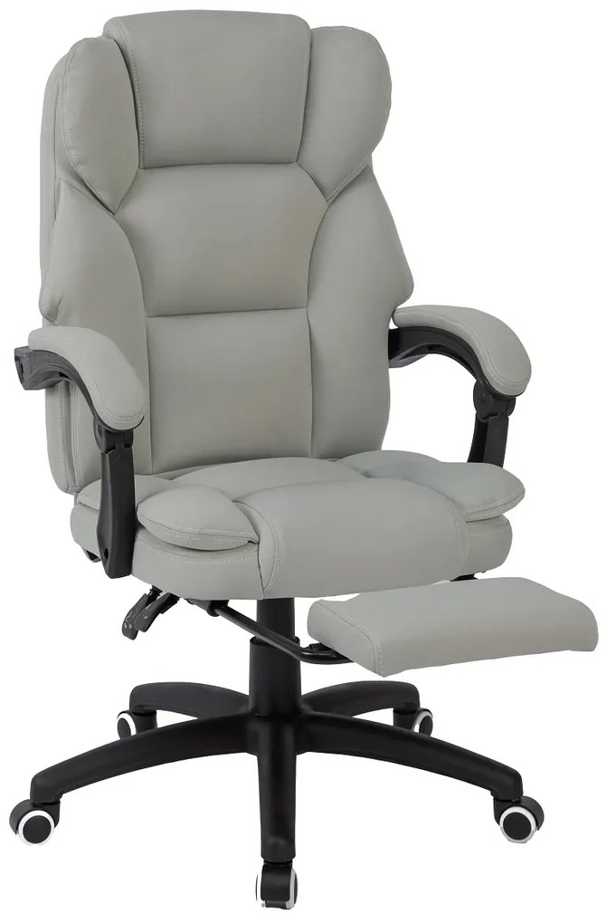 RESIGILAT- Scaun directorial, Masaj si Incalzire in 7 puncte, spatar rabatabil, suport pentru picioare, material textil premium, Gri
