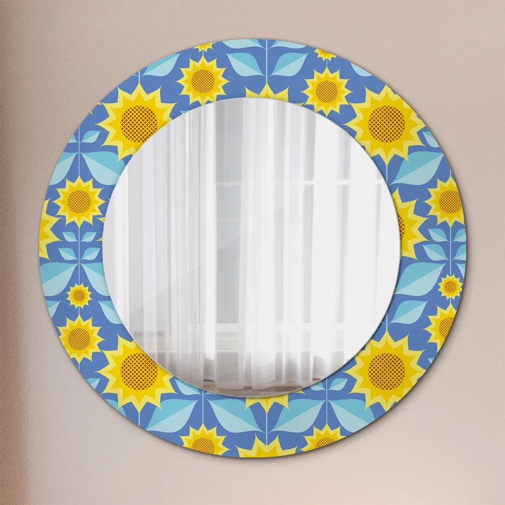 Oglinda cu decor rotunda Floarea-soarelui geometrică