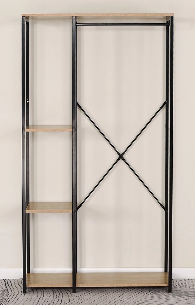 Suport haine cu 3 rafturi, UnicSpot, negru, 90x40.4x167 cm