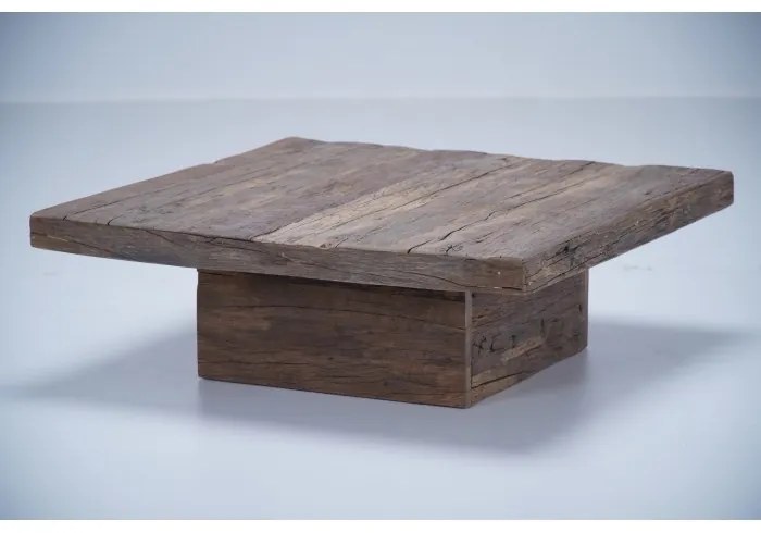 Masuta de cafea, natur, din lemn de stejar, aspect rustic, Country