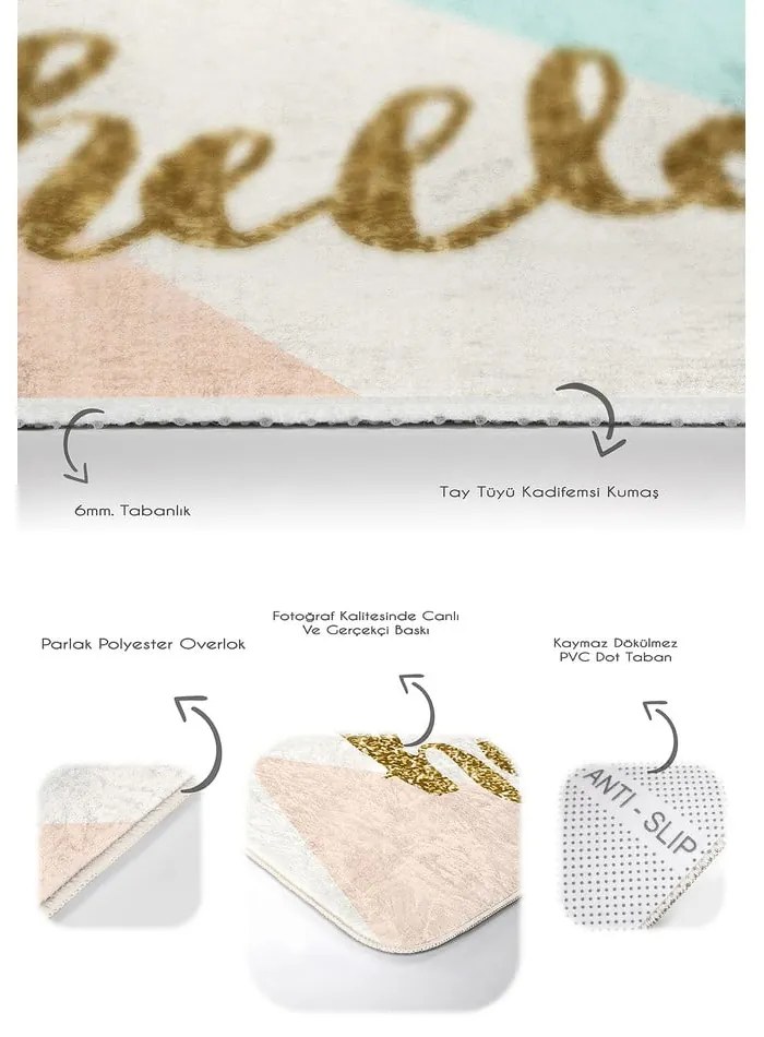 Covorașe de baie crem/aurii 2 buc. din catifea 60x100 cm Hello – Mila Home