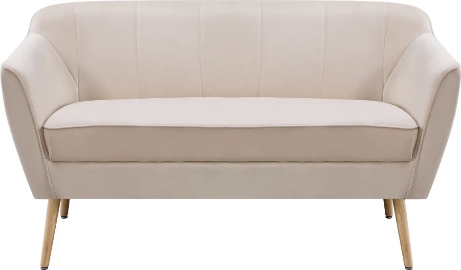Canapea de designer cu 2 locuri, ţesătură Velvet bej/naturală, VIODA