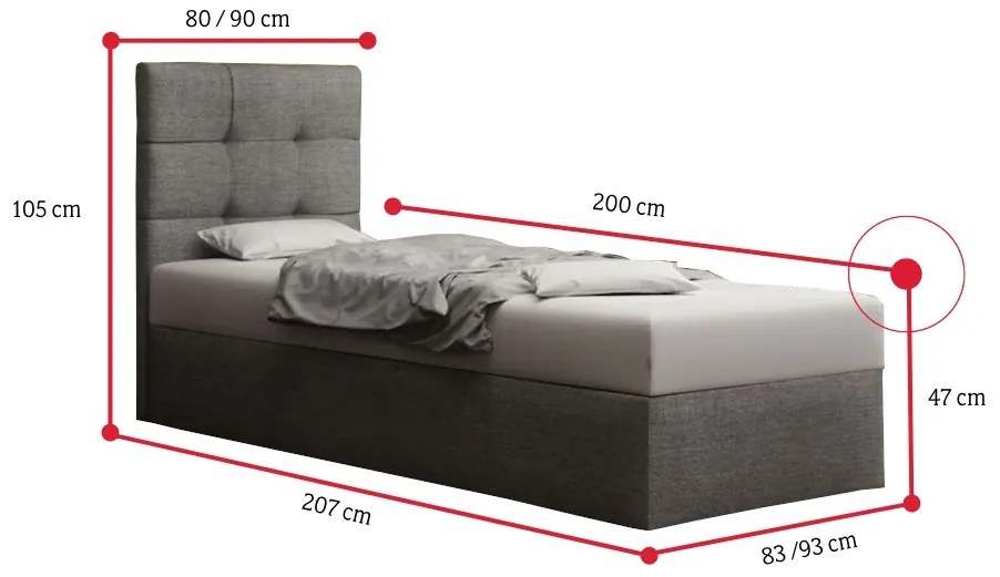 Expedo Pat single tapițat DOUBLE 2, 90x200, cosmic16