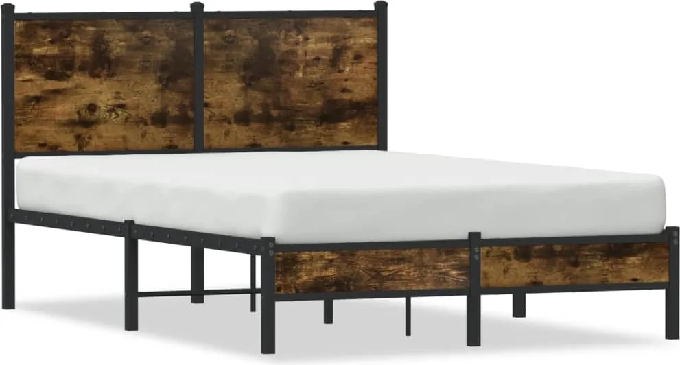 vidaXL Cadru pat metalic fără saltea, stejar fumuriu, 120x200 cm