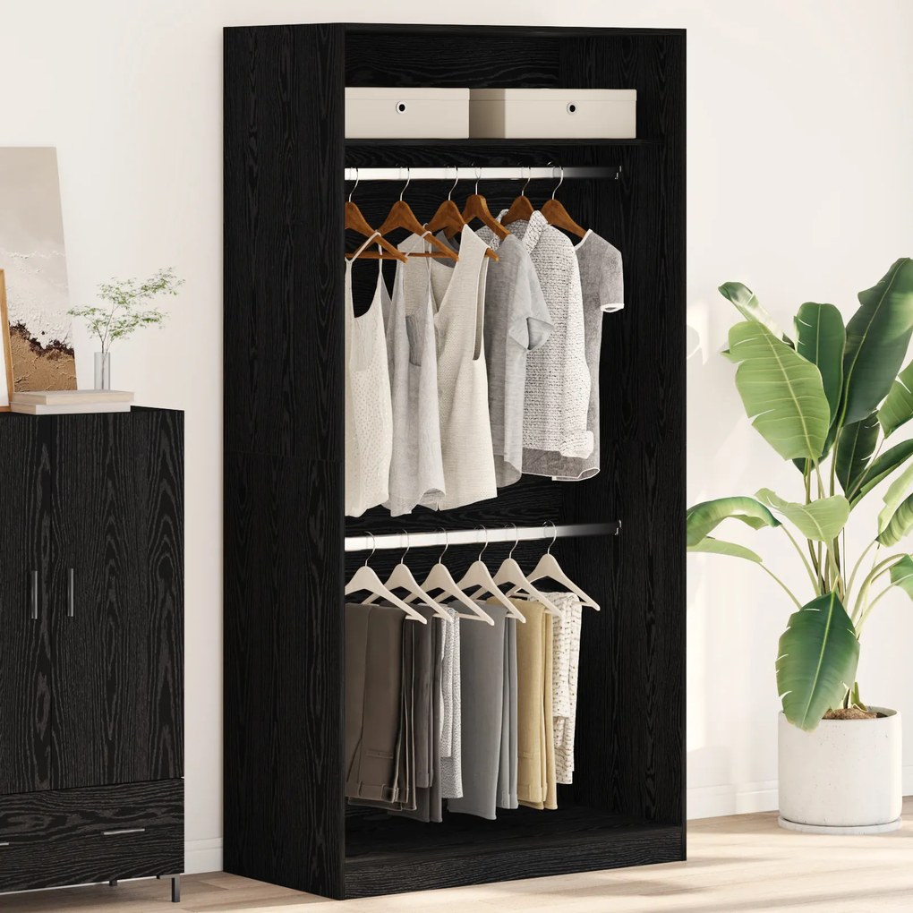 vidaXL Dulap Negru din Stejar - 100 x 50 x 200 cm, din lemn prelucrat