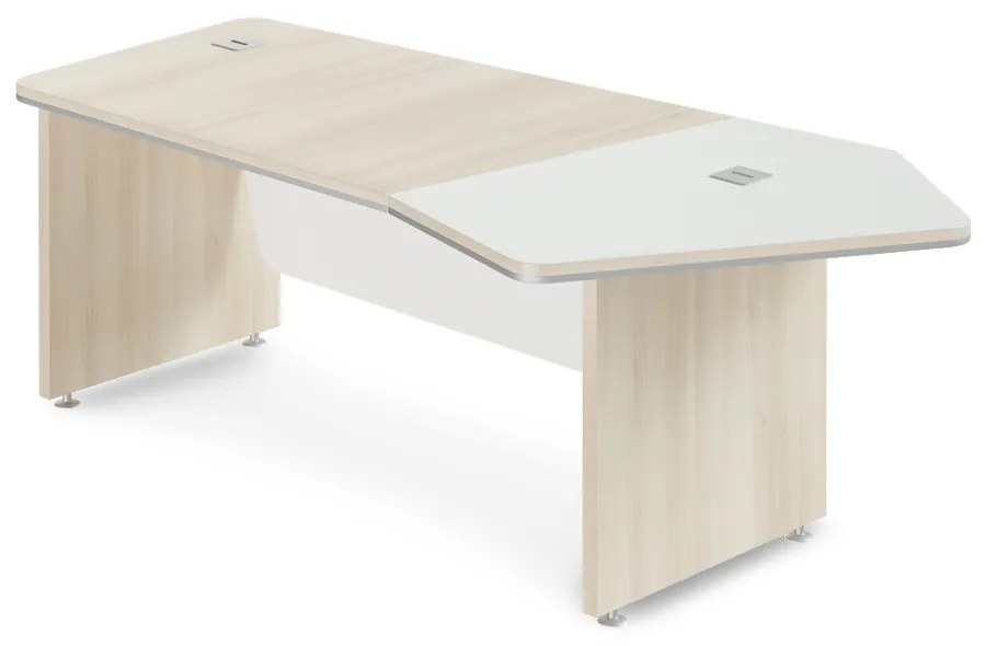 Birou de colț TopOffice Premium 227,1 x 109,6 cm, dreapta, salcâm deschis / alb
