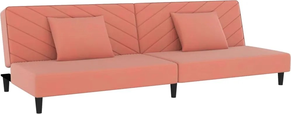 vidaXL Canapea extensibilă cu 2 locuri, 2 perne, roz, catifea