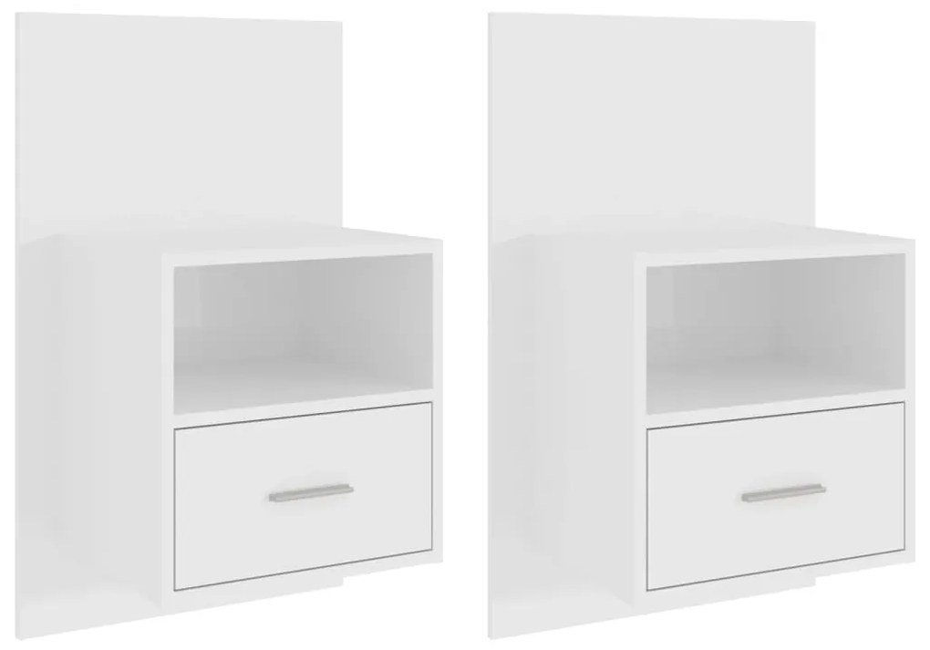 811020 vidaXL Noptiere de perete, 2 buc., alb extralucios