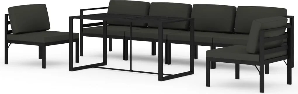 vidaXL Set mobilier de grădină cu perne, 7 piese, antracit, aluminiu
