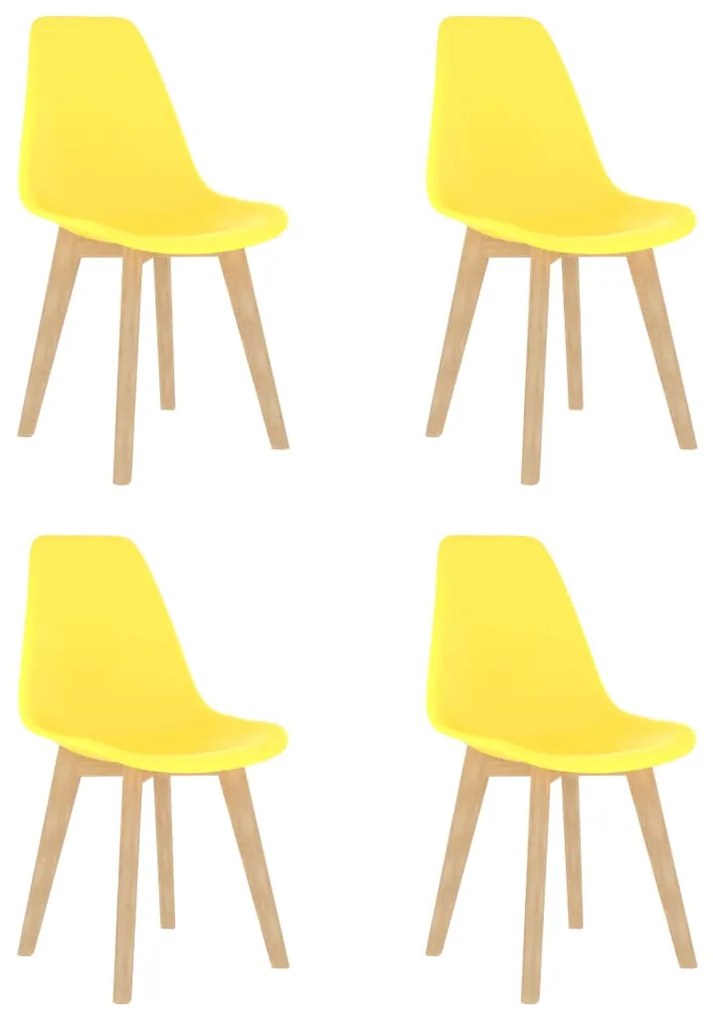 289117 vidaXL Scaune de bucătărie, 4 buc., galben, plastic