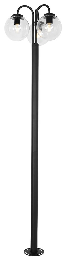 Lămpă de grădină neagră cu sticlă transparentă 200 cm 3 lumini IP44 - Sfera
