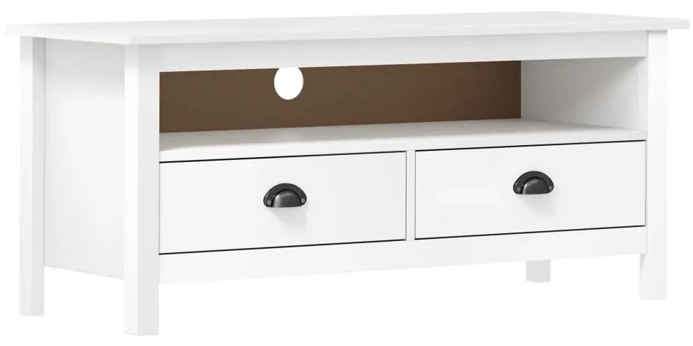 vidaXL Comodă TV Hill, alb, 110x40x47 cm, lemn masiv de pin