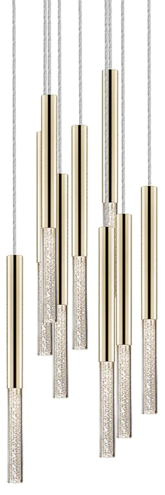 Lustra LED design minimalist cu 9 pendule One, auriu P0461-09L-B5F7 ZL