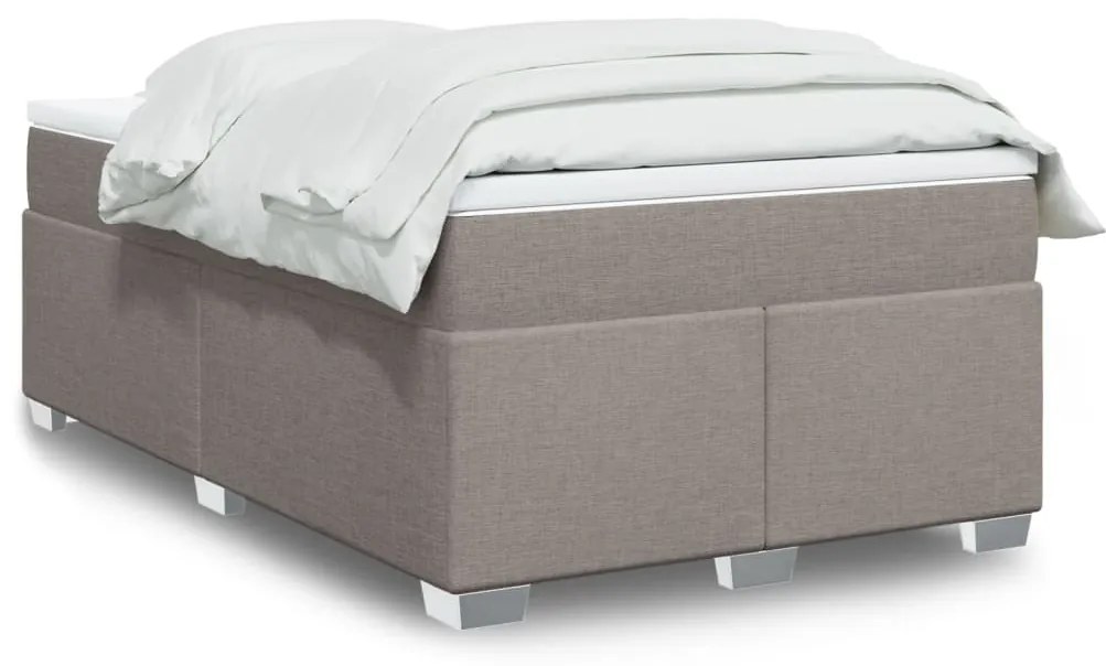 vidaXL Pat box spring cu saltea, taupe, 120x190 cm material textil