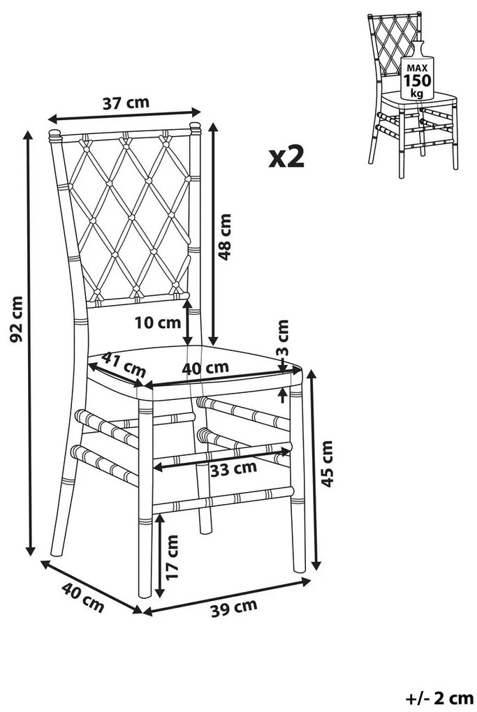 Set 2 buc. scaune de sufragerie CLARO (transparent). 1022823