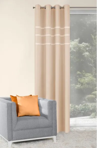Draperie elegantă pentru dormitor culoarea bej Lăţime: 140 cm | Lungime: 250 cm (într-un set de 1 bucată)
