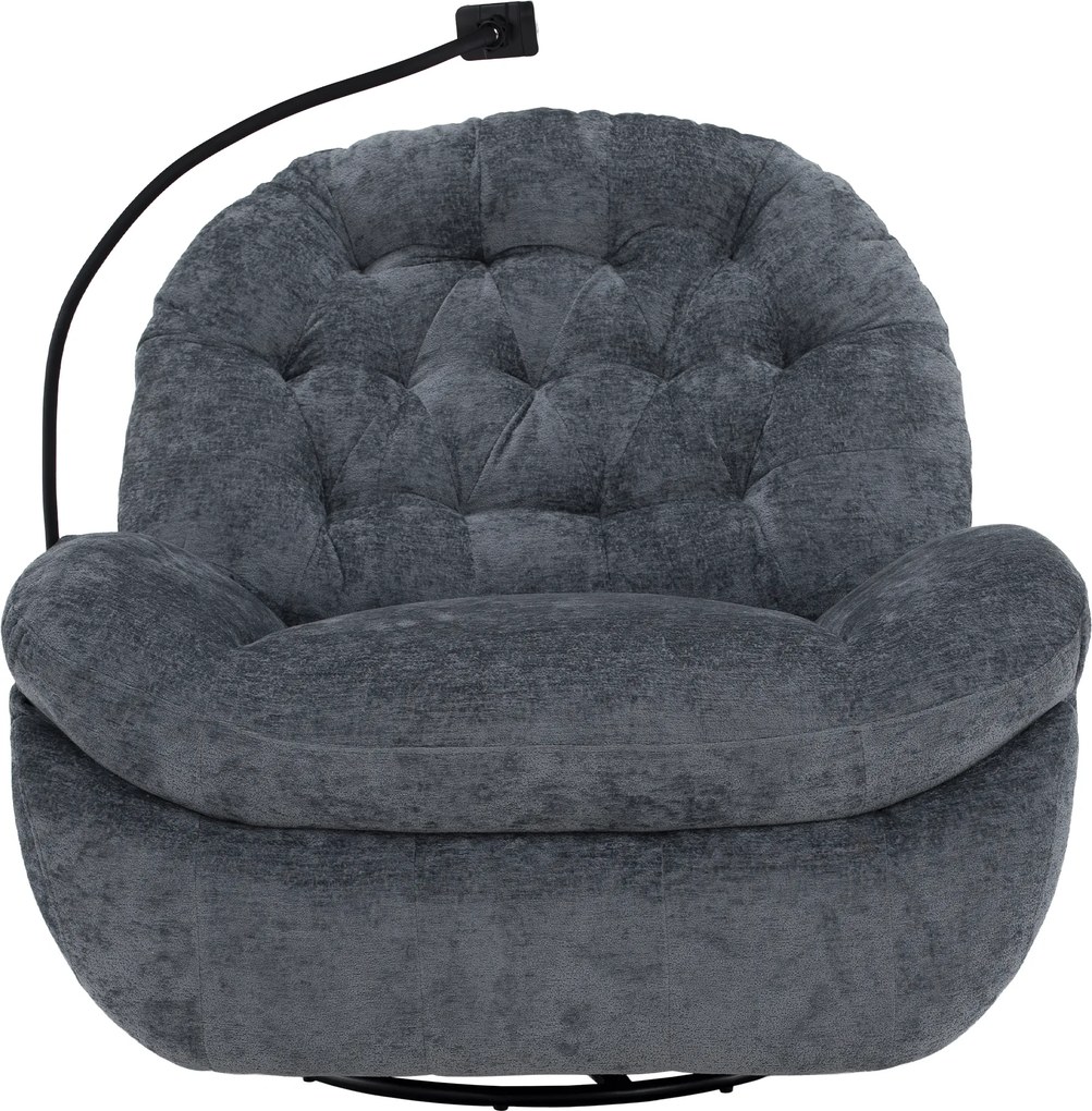 Scaun pivotant de lux, cu balansare, gri, DELMOR