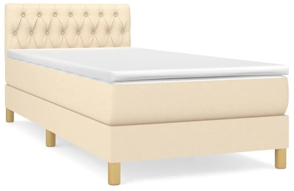 3140814 vidaXL Pat box spring cu saltea, crem, 80x200 cm, textil