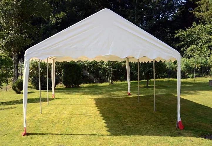 Cort pentru petreceri în grădină 6×4 m, dungă albă și roșie,