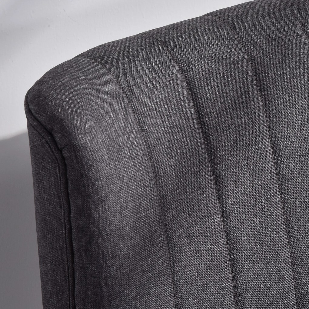 HOMCOM Canapea 2 Locuri din Material Textil fără Brațe cu Cusături, Canapea Compactă Modernă cu Picioare din Lemn de Cauciuc pentru Living, 117x56.5x77 cm, Gri Închis | Aosom Romania