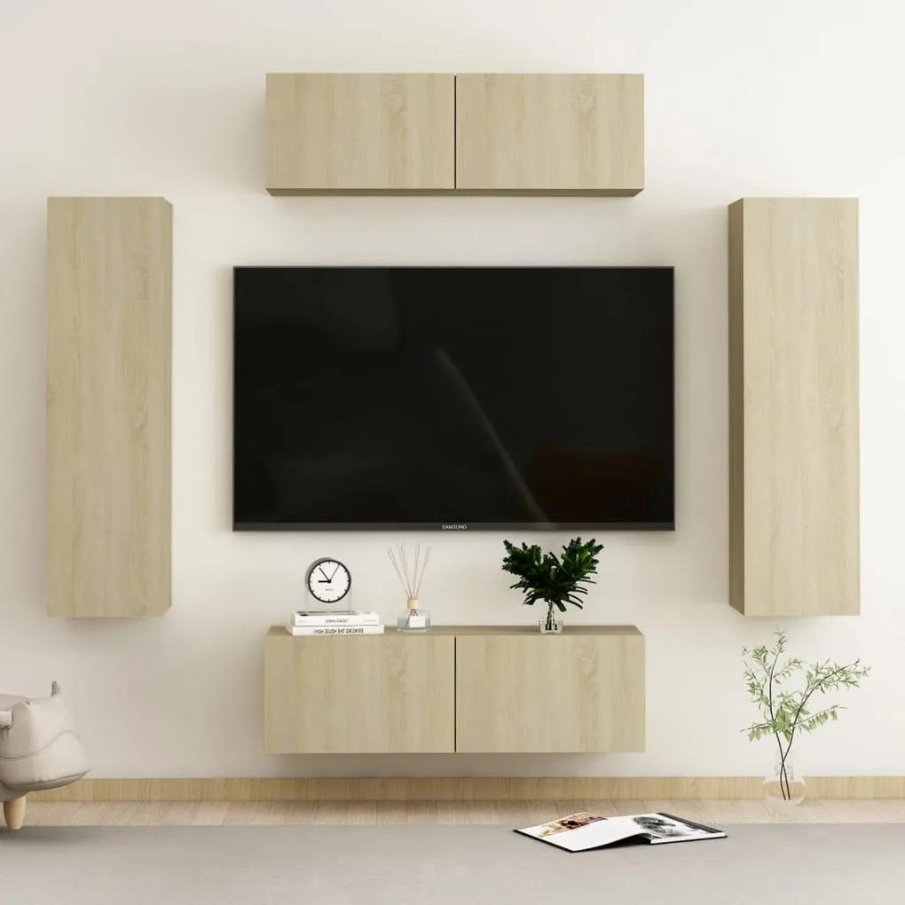 Set de dulapuri TV, 4 piese, stejar sonoma, PAL 1, Stejar sonoma, 100 x 30 x 30 cm
