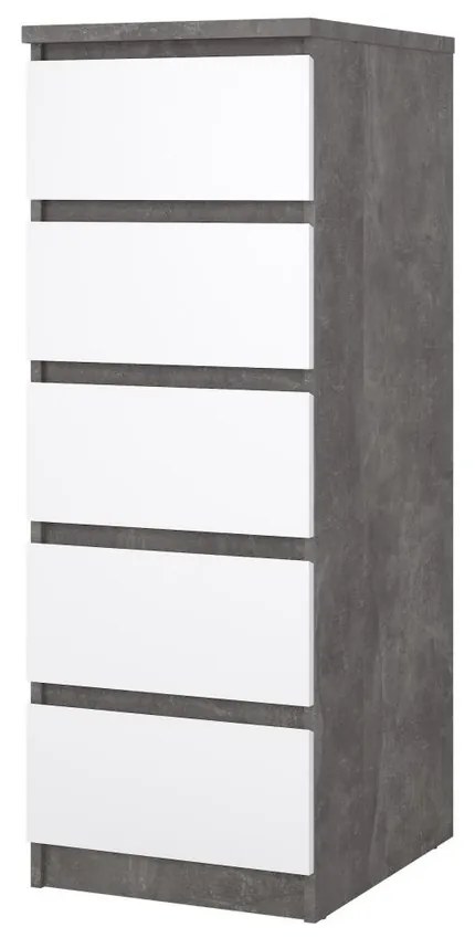 Comodă Simplicity 40 x 50 x 111,5 cm, gri / alb lucios