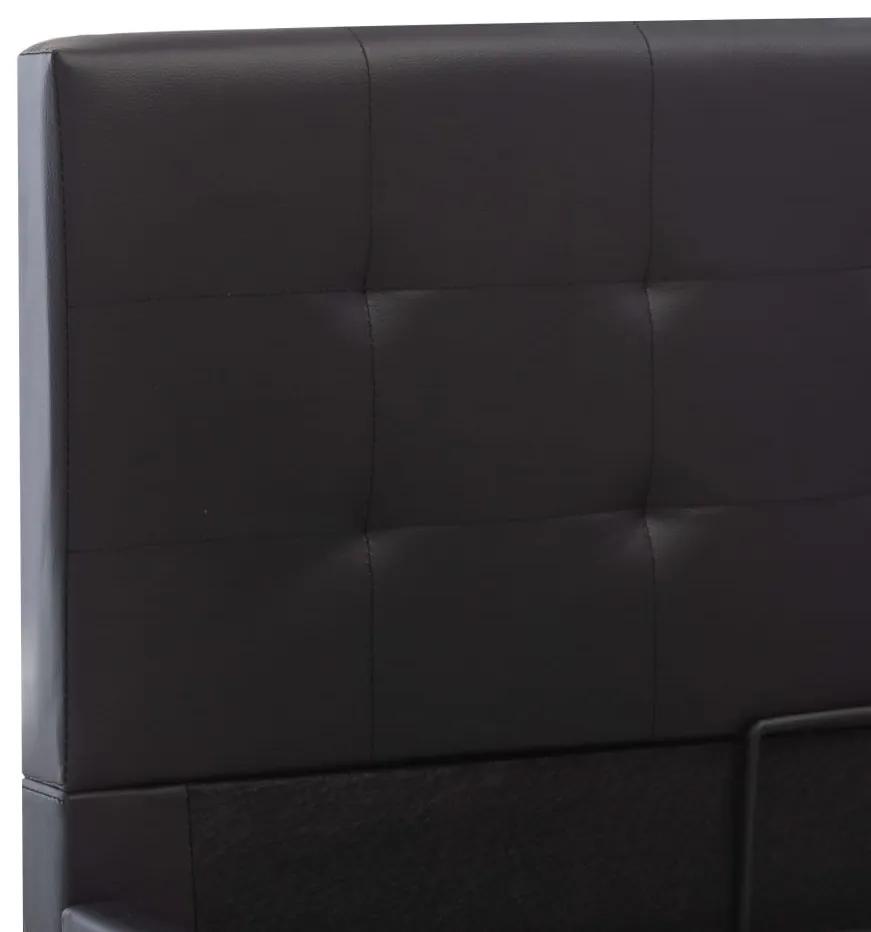 Cadru pat hidraulic, depozitare, negru 140 x 200 cm, piele eco Negru, 140 x 200 cm