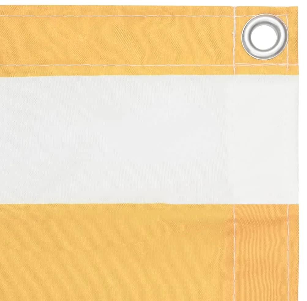 Paravan de balcon, alb si galben, 90 x 300 cm, tesatura oxford white and yellow, 90 x 300 cm