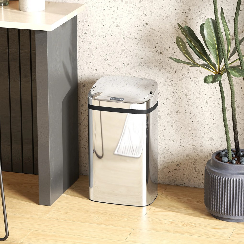HOMCOM Cos de gunoi cu senzor 30L inox elegant | Aosom Romania