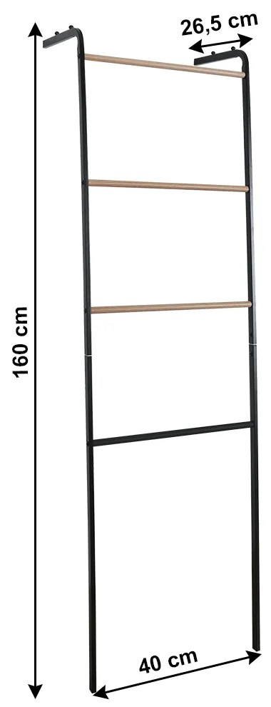 Cuier tip scară BUBY, metal, negru