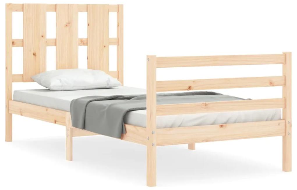 3194076 vidaXL Cadru de pat cu tăblie single mic, lemn masiv