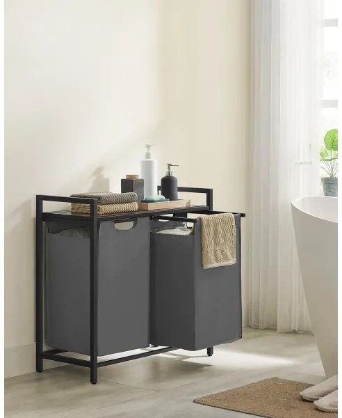 Coș pentru rufe REX maro/gri