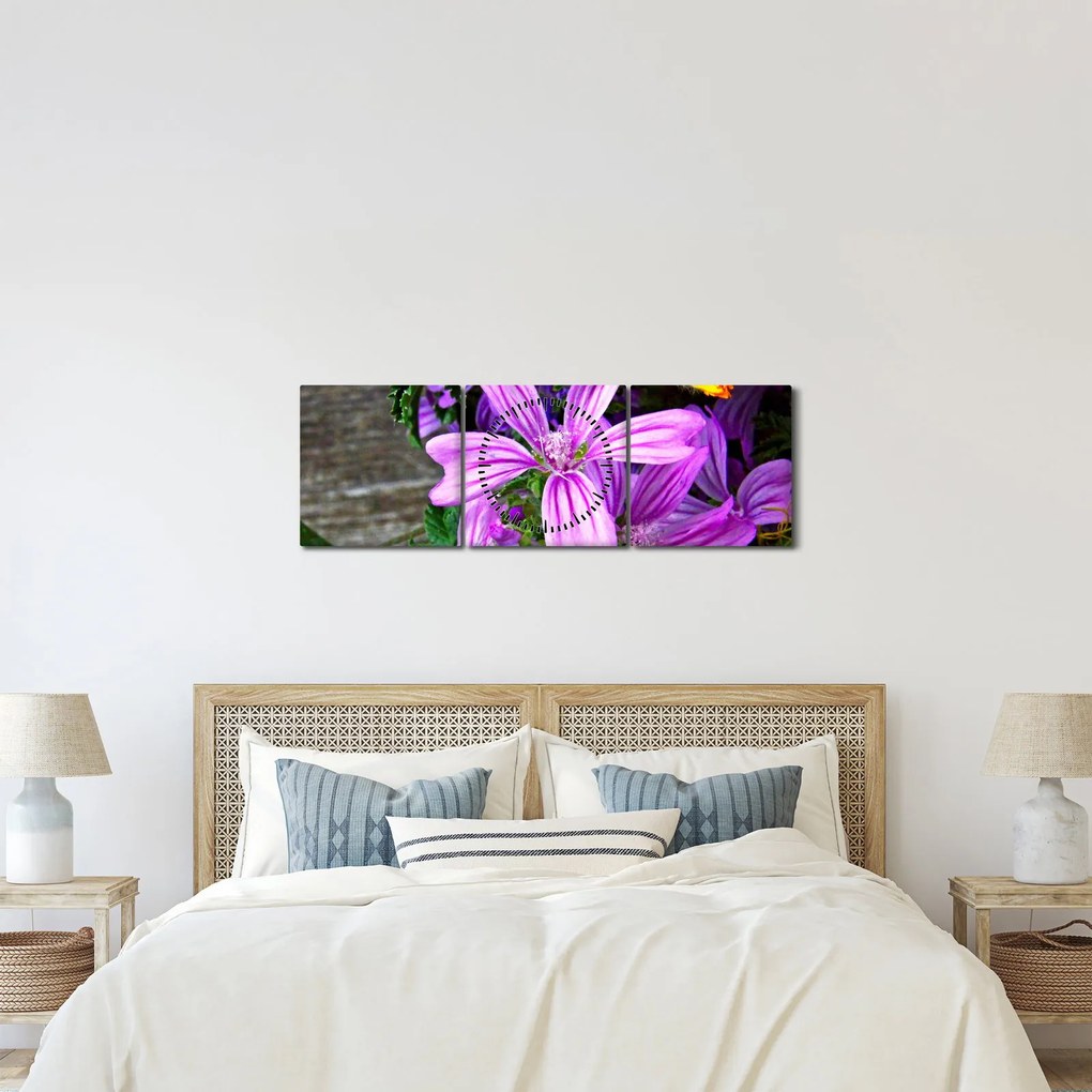 Tablou -flori de câmp (cu ceas) (90x30 cm)