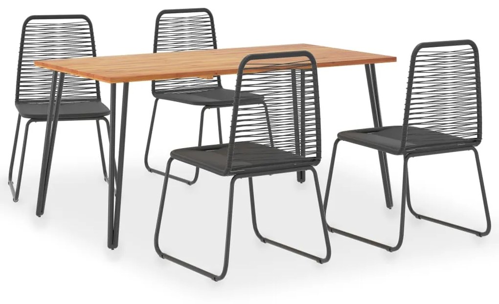 3054414 vidaXL Set mobilier de exterior 5 piese lemn masiv acacia și poliratan